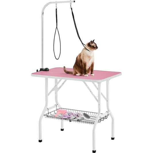 Costoffs Foldable Dog Grooming Table With Arm And Mesh Tray