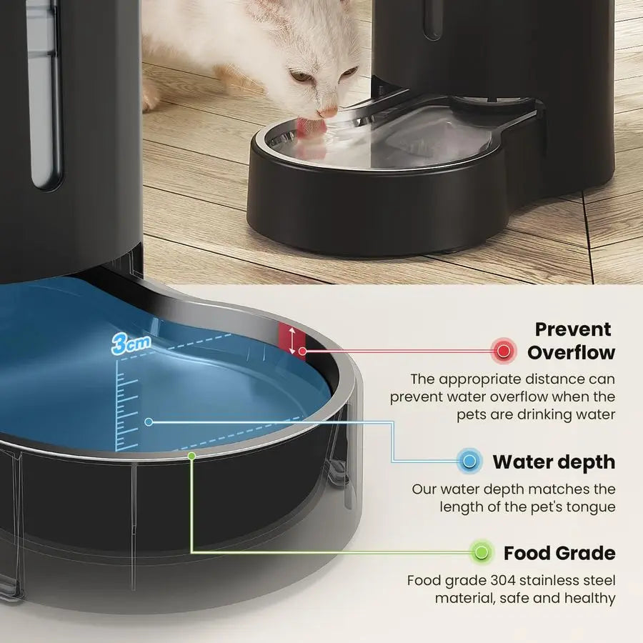 Automatic Dog And Cat Water Dispenser With Stainless Steel Bowl
