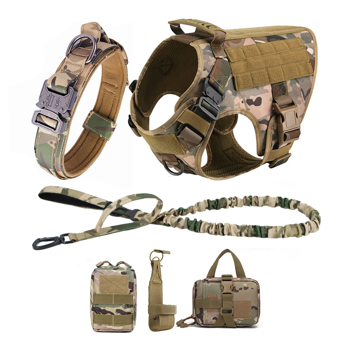 Tactical Dog Harness With Molle Pouches For Training And Walks