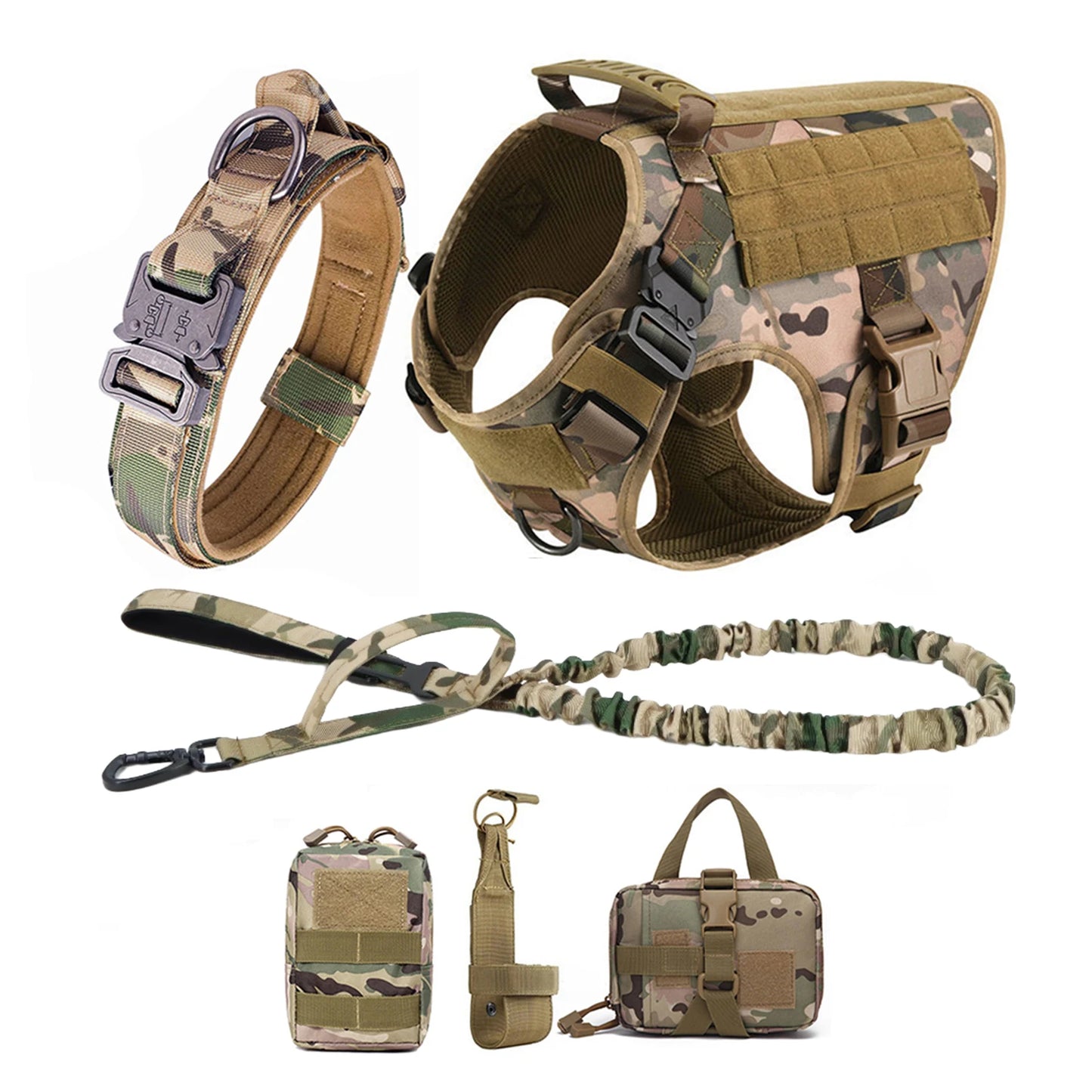 Tactical Dog Harness Vest With Molle Pouches For Medium To Large Dogs