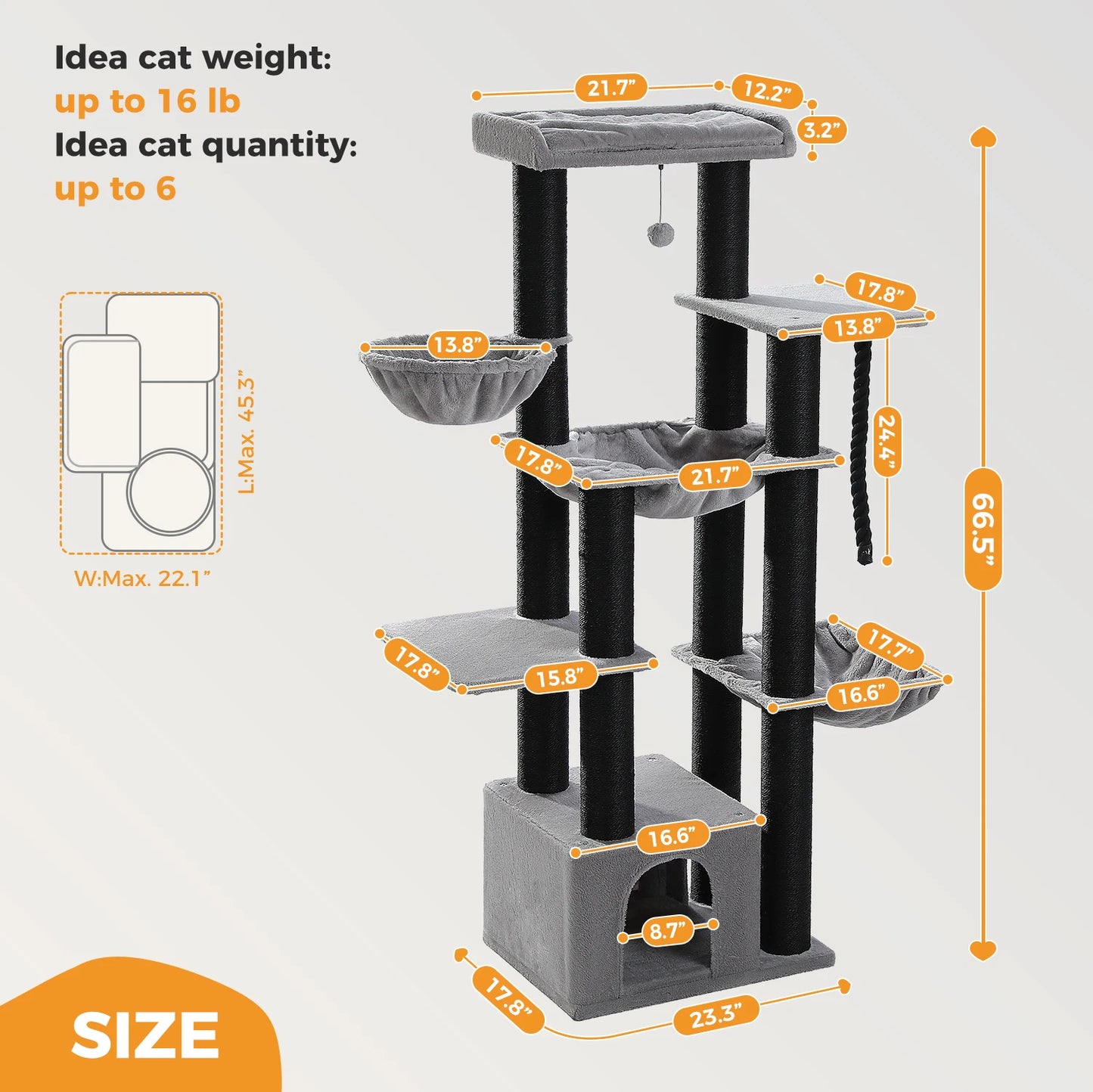 NONECN Cat Tower Indoor Multi Level Condo With Scratching Posts
