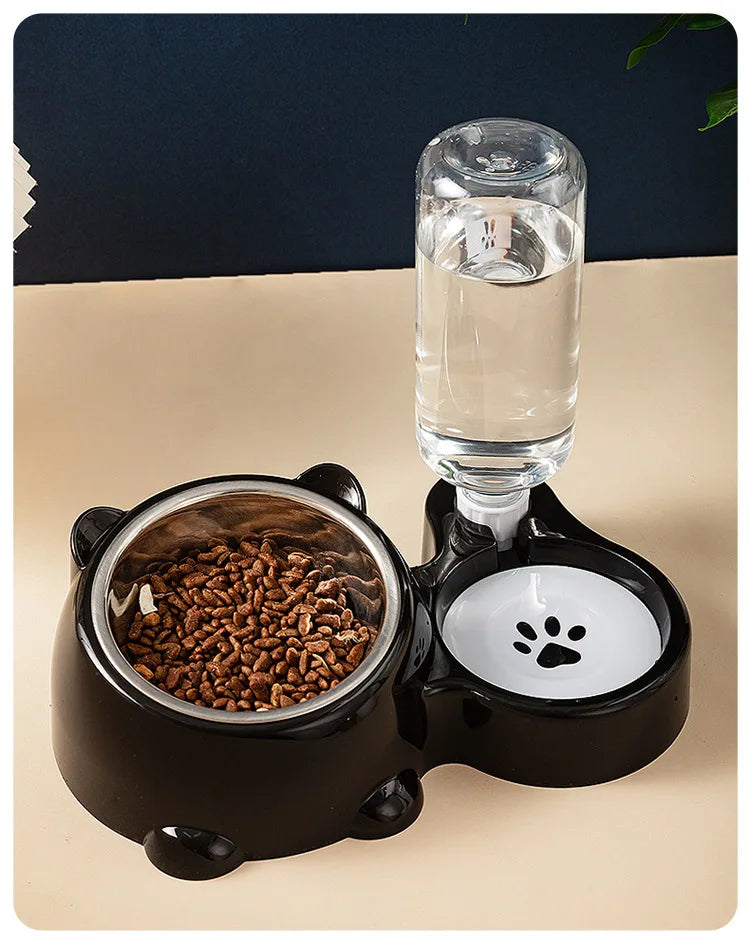 Raised Stainless Steel Double Pet Bowl For Cats And Dogs