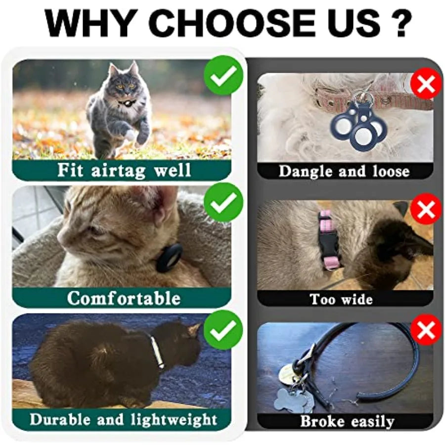 AirTag Cat Collar Breakaway Reflective Kitten Collar With Bell Holder