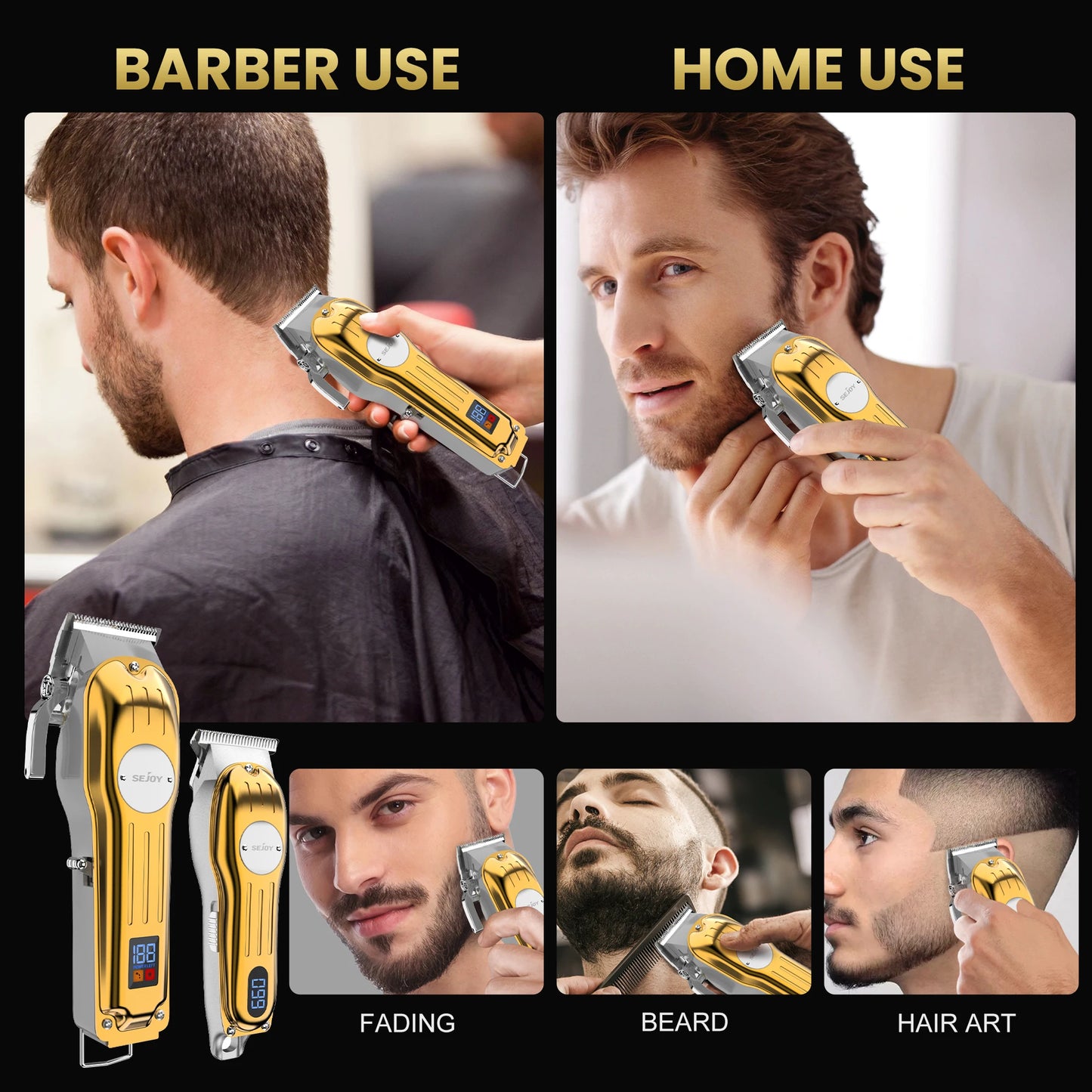 Sejoy Professional Hair Clipper Set Cordless Rechargeable For Men