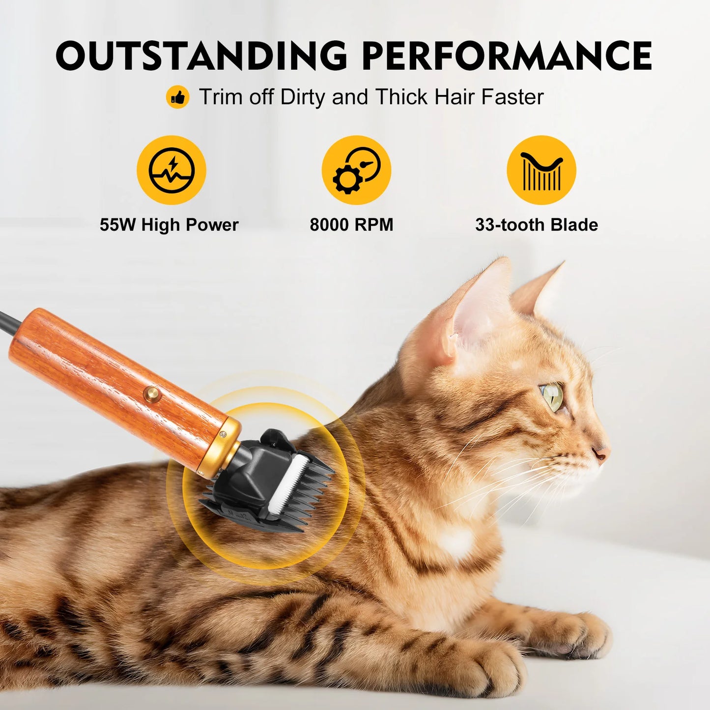 55W Pet Clipper Plug-In Electric Hair Trimmer Low Noise