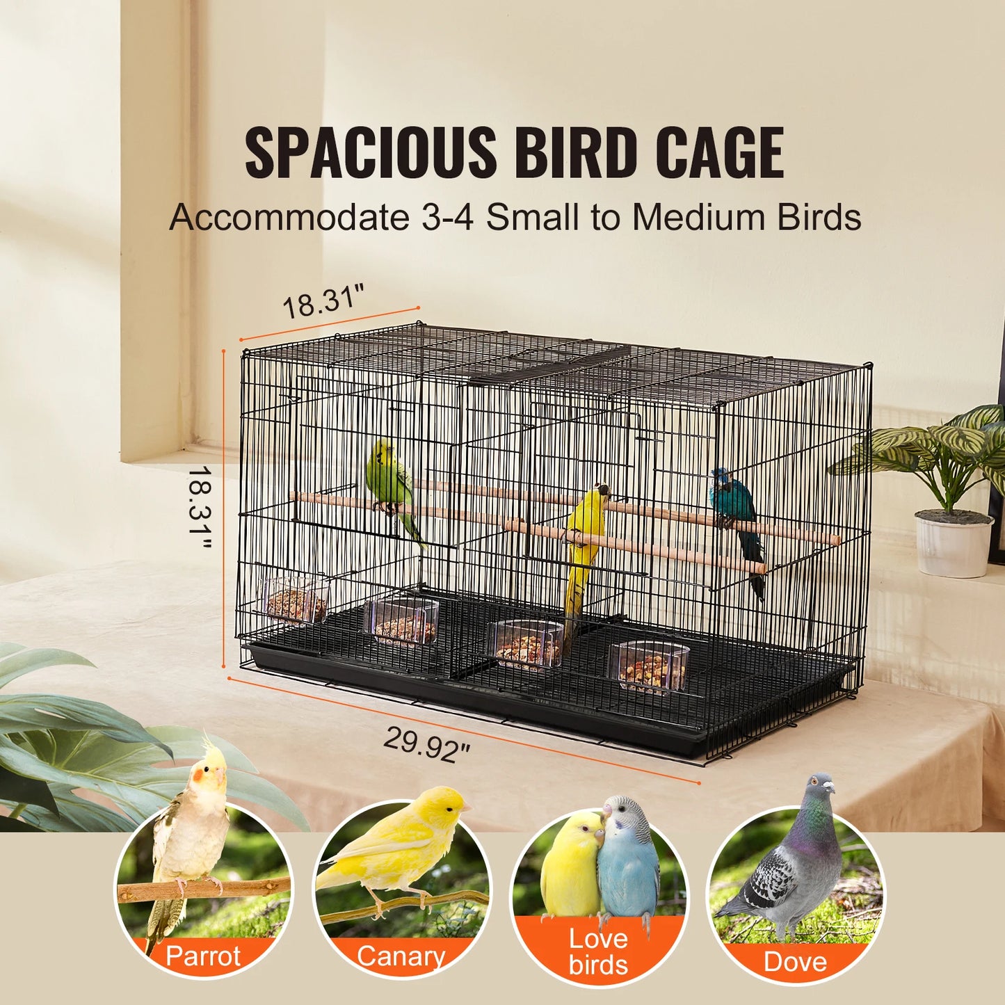 SucceBuy Stackable Divided Bird Cage For Travel With Handle