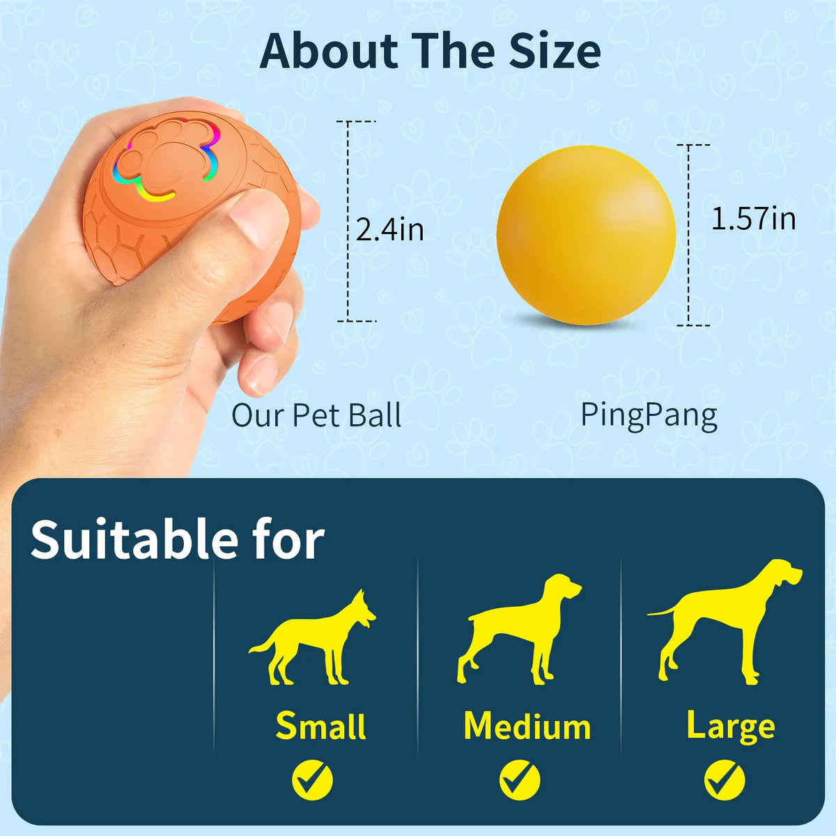 Interactive Electronic Dog Toy Ball With Automatic Bouncing LED Lights