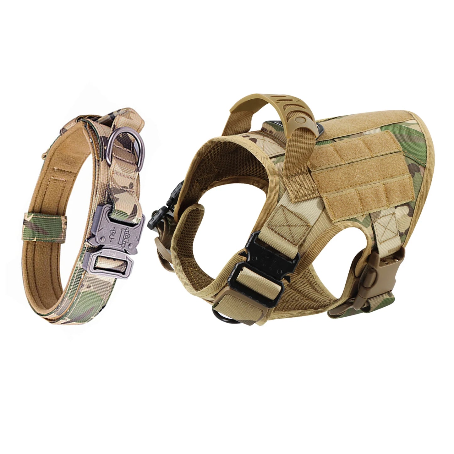 Nylon Dog Harness And Collar Set, Adjustable Tactical Vest