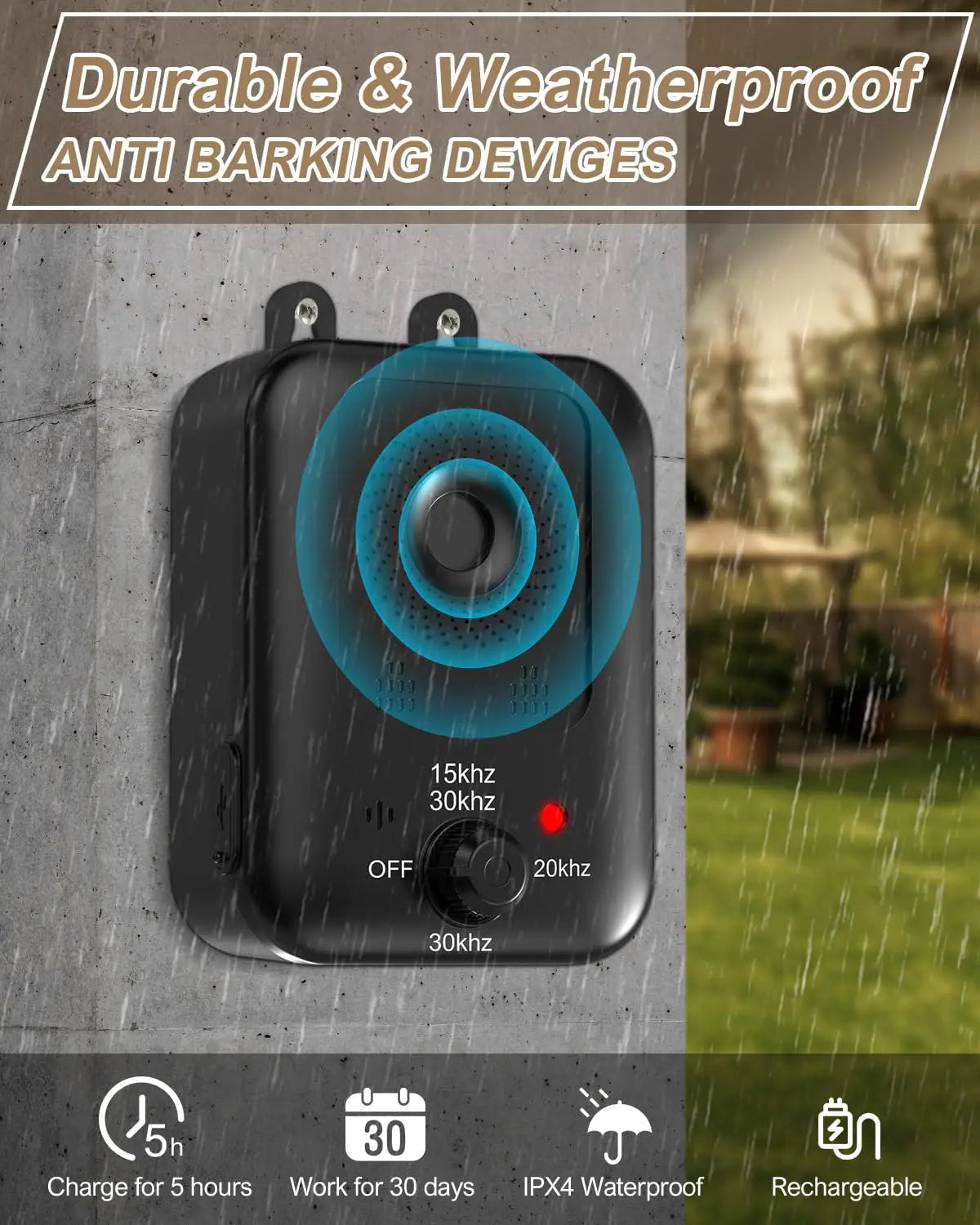 Rechargeable Ultrasonic Bark Deterrent For Dogs Indoor Outdoor