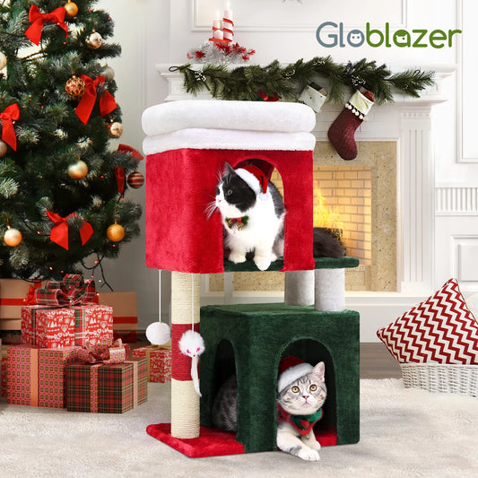 NONECN Christmas Cat Tree With Scratching Post For Indoor Cats