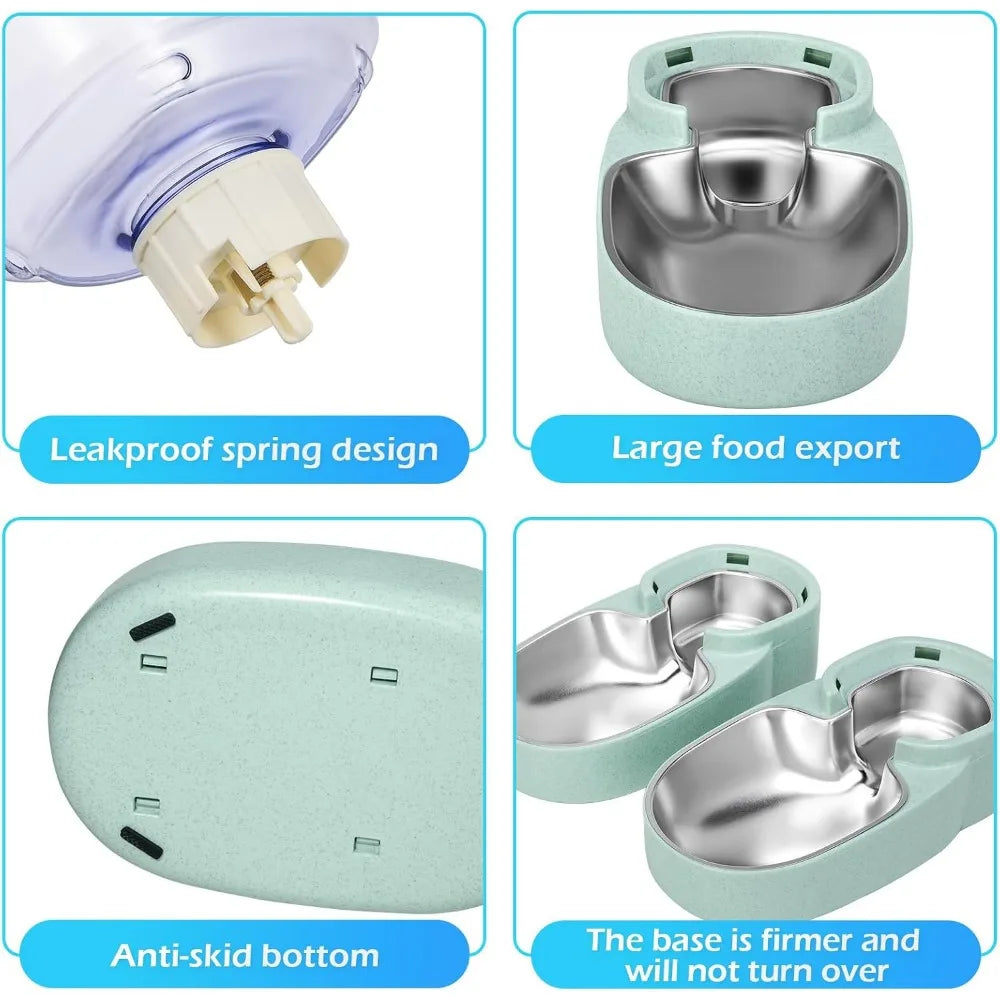 Automatic Pet Feeder And Water Dispenser With Stainless Steel Bowl