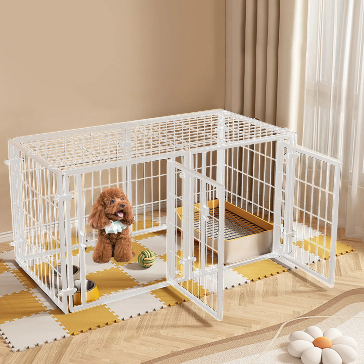 Heavy Duty Wire Dog Crate With Stackable Easy Assembly