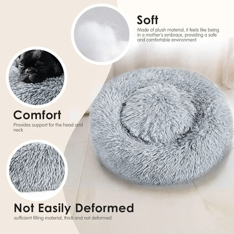 NONECN Calming Donut Bed for Cats and Dogs Washable