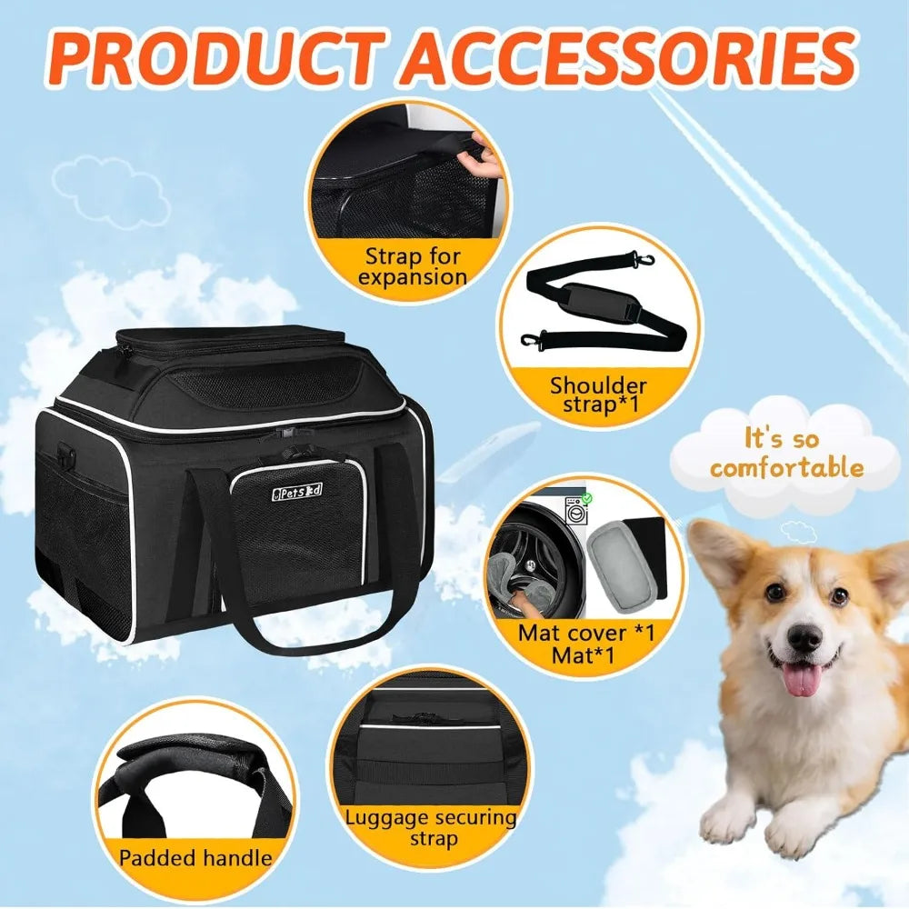 XMSJ Airline Approved Top and Side Expandable Cat Carrier