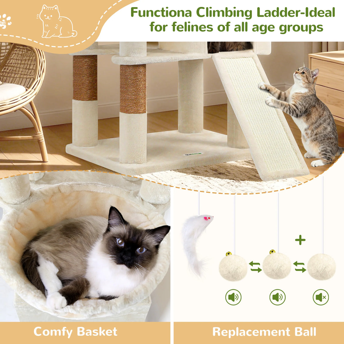 Globlazer Multi-Level Cat Tree Tower with Condos and Scratching Posts