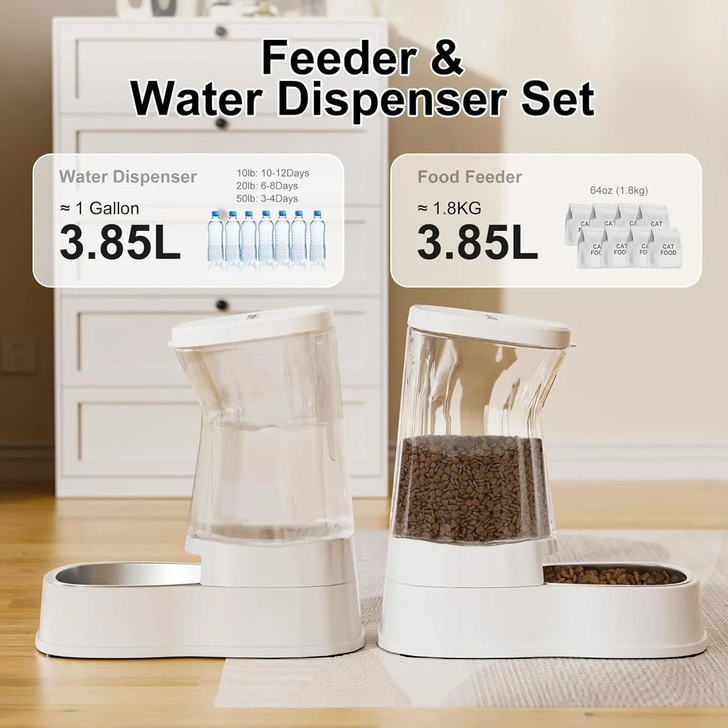 Stainless Steel Automatic Pet Feeder and Water Dispenser