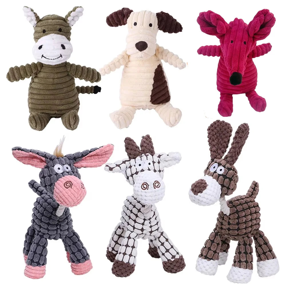 Plush Dog Toy Squeaky Bite Resistant Corduroy For All Dogs