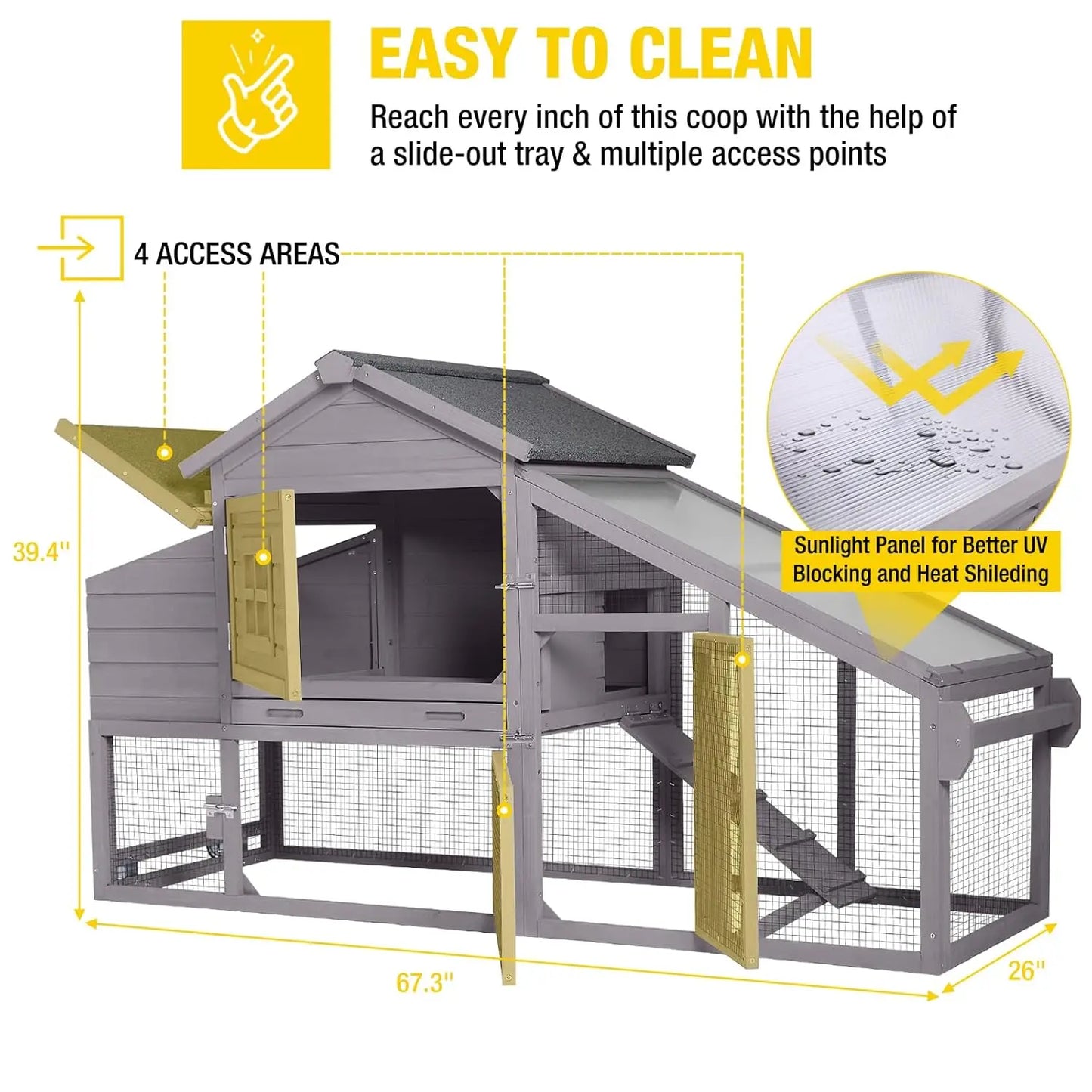 Mobile Chicken Coop With Wheels For Outdoor Backyard