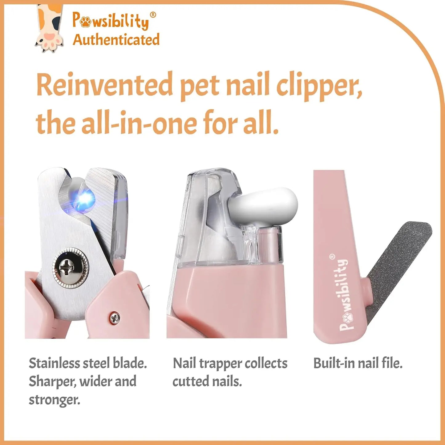 USB Rechargeable LED Pet Nail Clippers With Razor Sharp Blade For Dogs And Cats