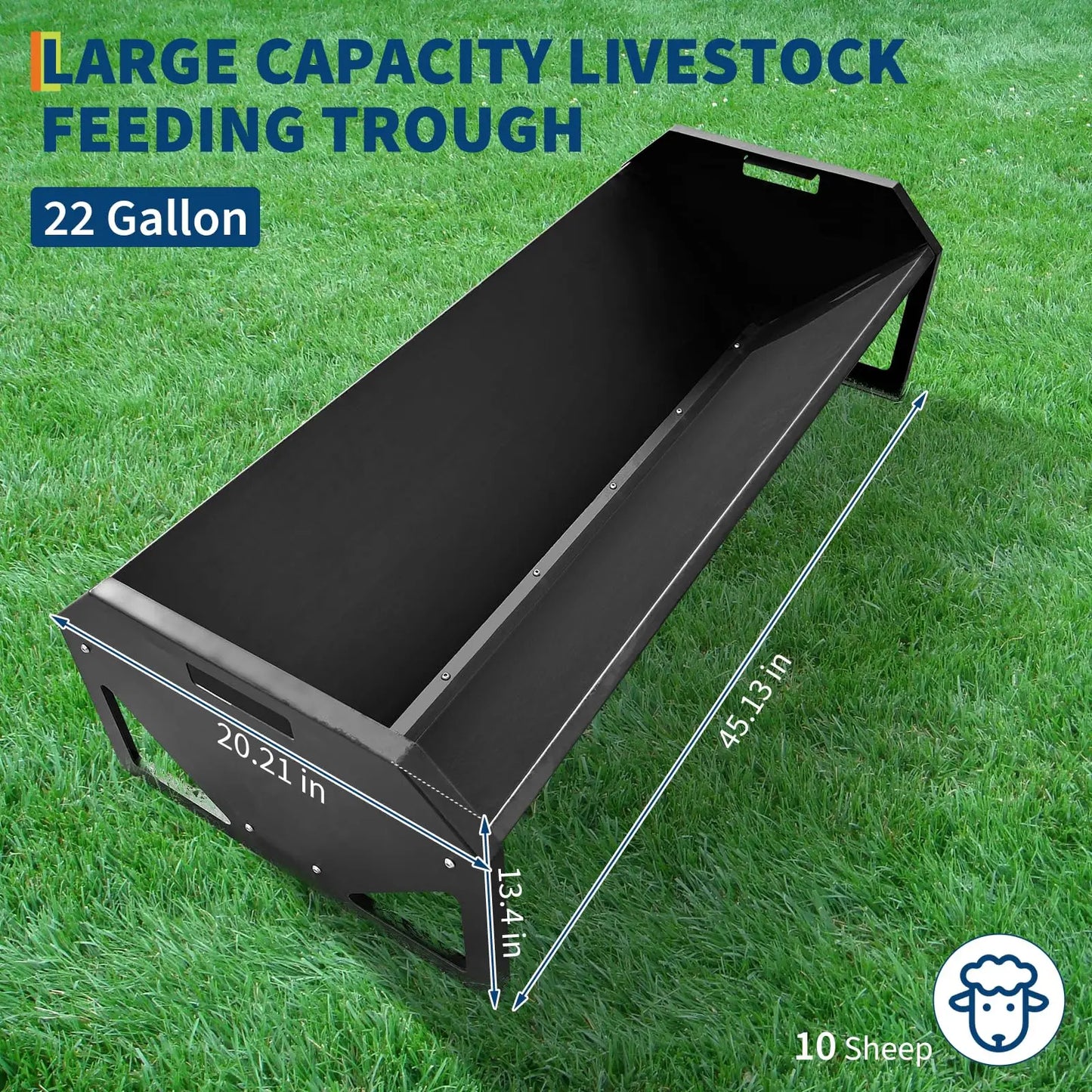 HiMISS Farm Animals Galvanized Steel Livestock Feeder Hay Trough V Shaped Bottom