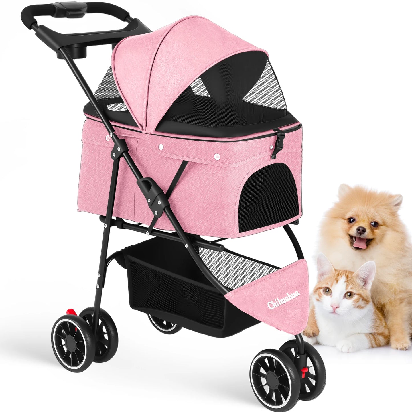 Chihuahua Pet Stroller For Cats Dogs Breathable Mesh Canopy