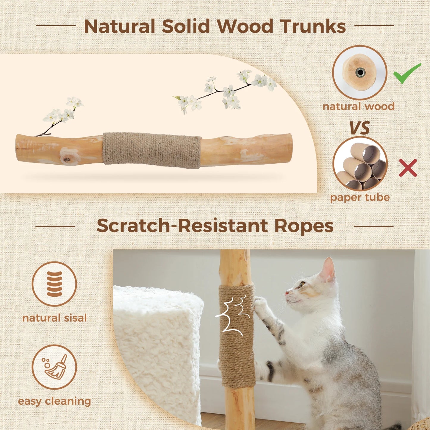 NONECN Real Branch Luxury Cat Condo And Tree Tower