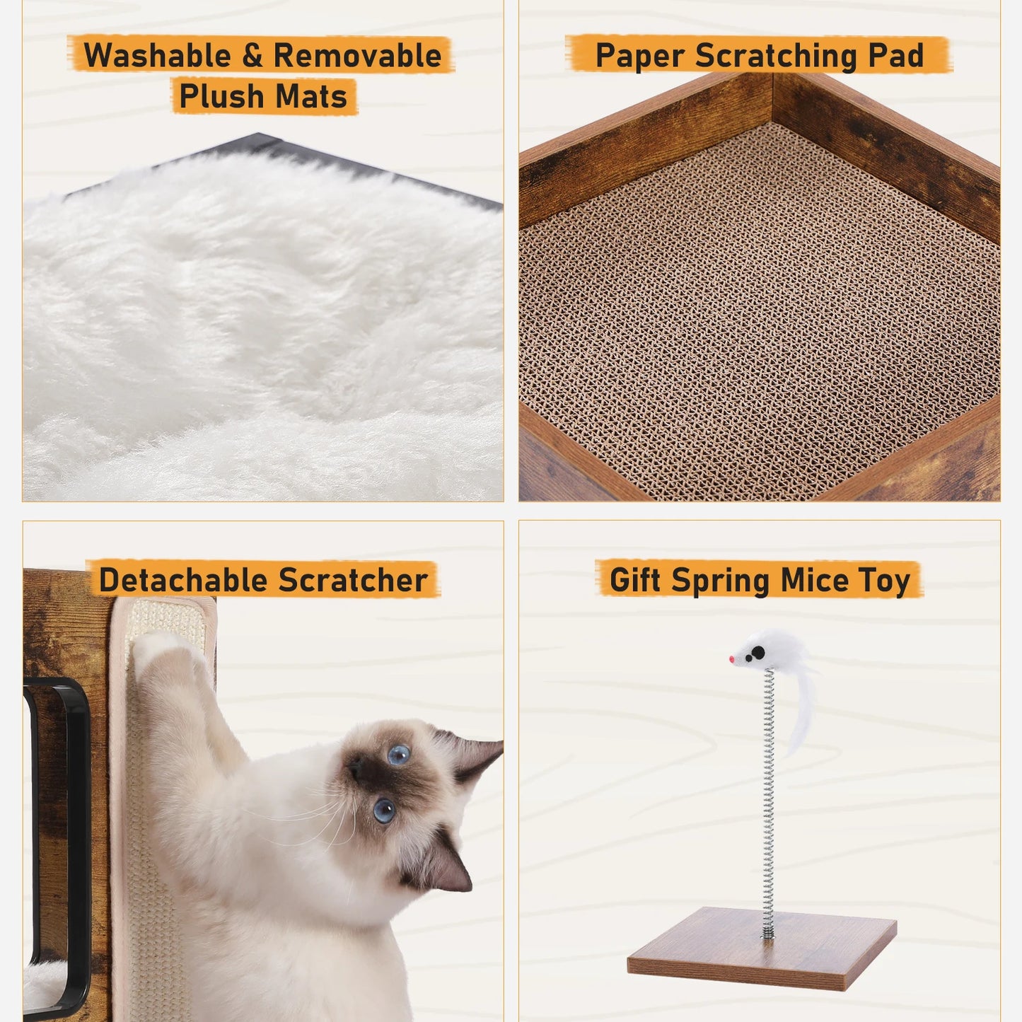 PAWZ Road Wood Cat Condo With Removable Soft Mats Tower