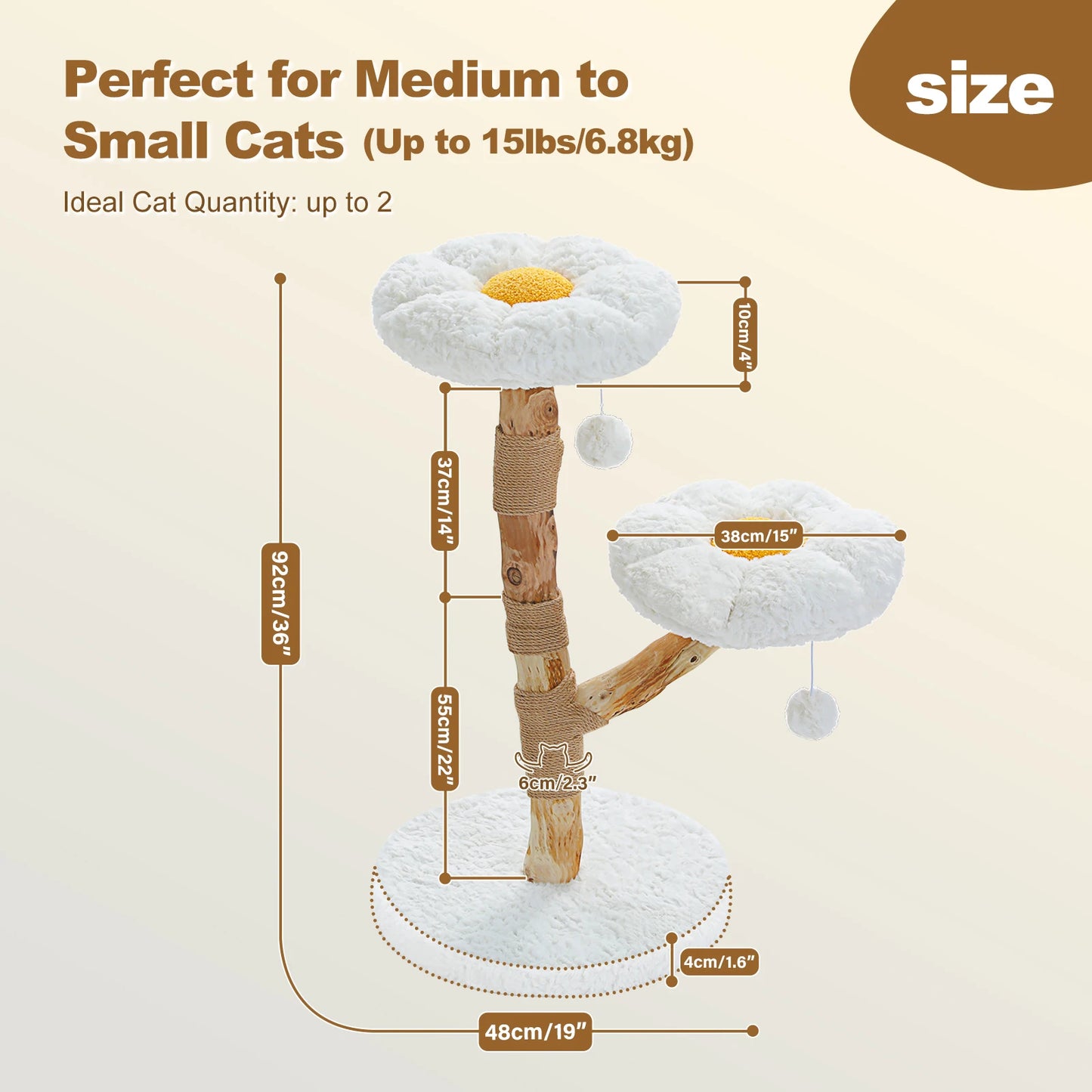 PAWZ Road Flower Cat Tree Indoor Wood Tower Scratching Post
