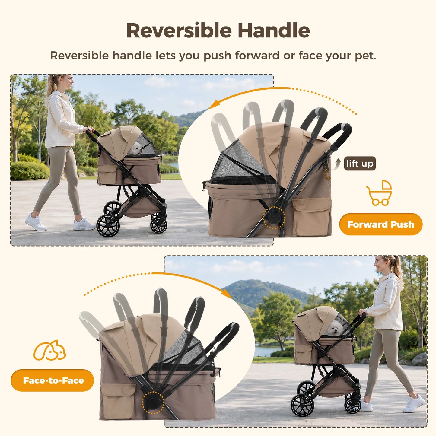 PAWZ Road Foldable Pet Stroller for Small to Medium Dogs