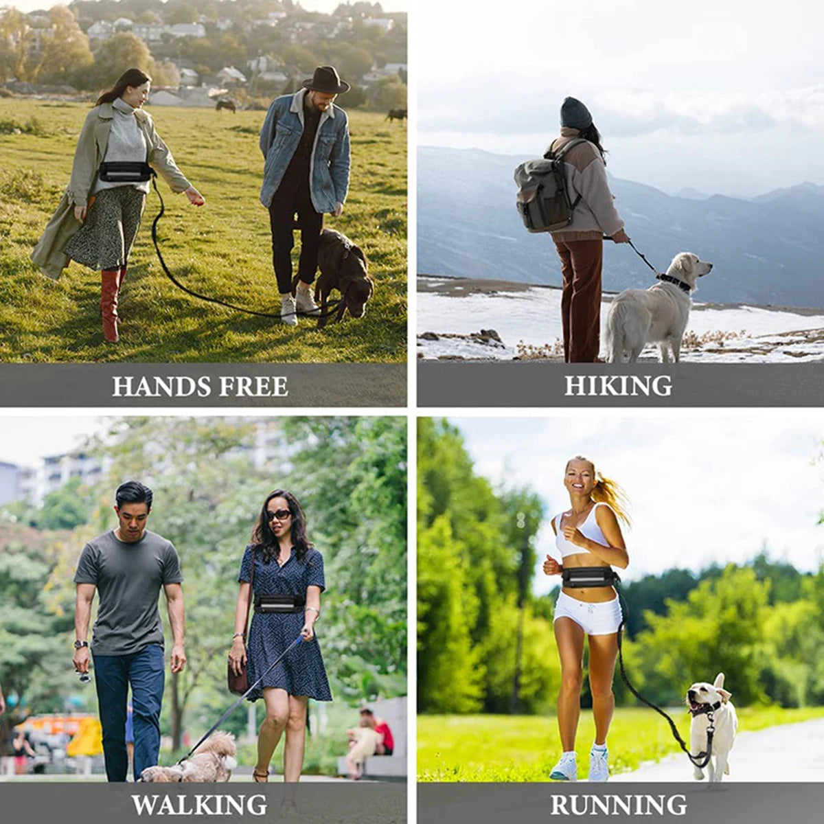 Reflective Hands Free Dog Leash With Waist Bag