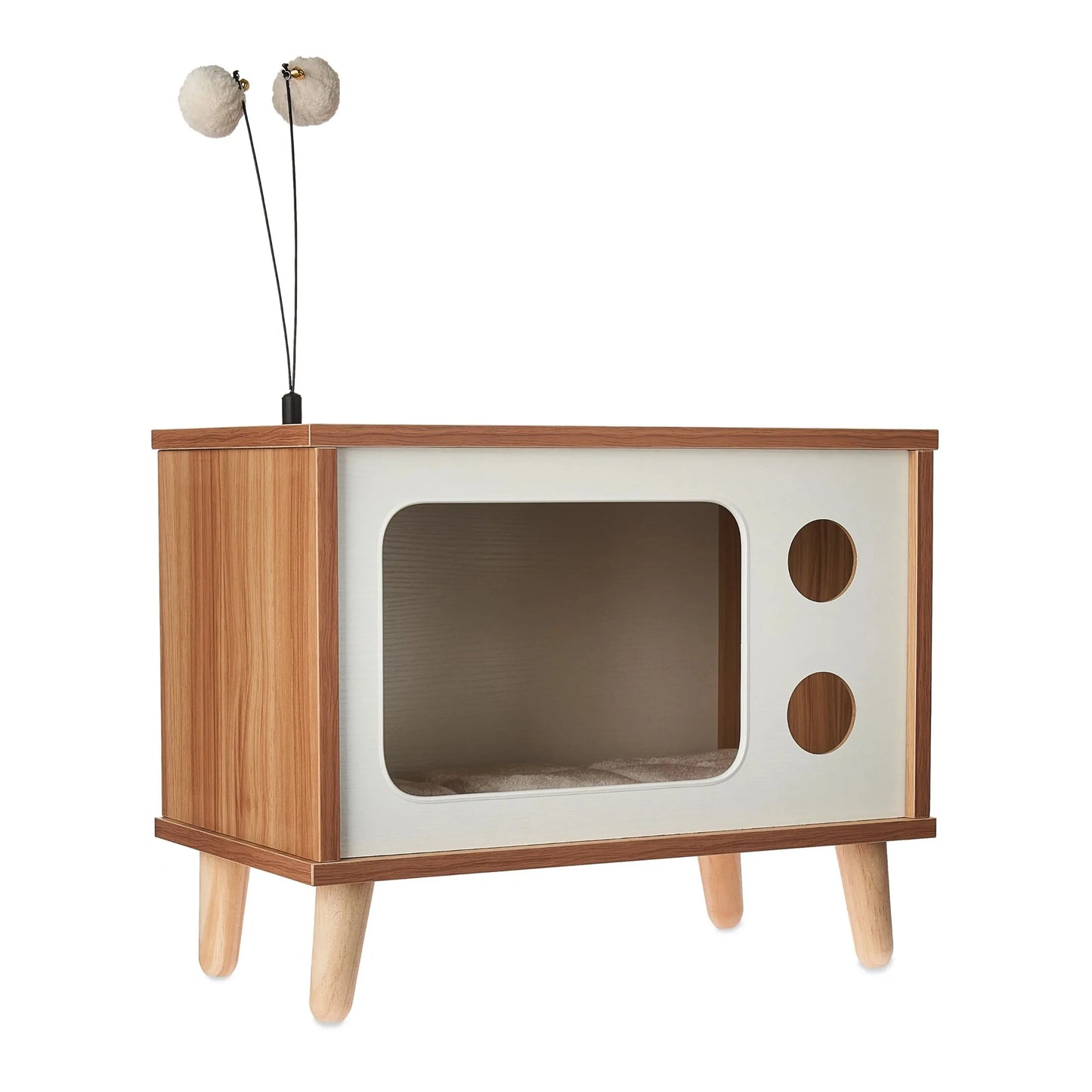 Retro TV Cat Condo With Jute Scratching Pad