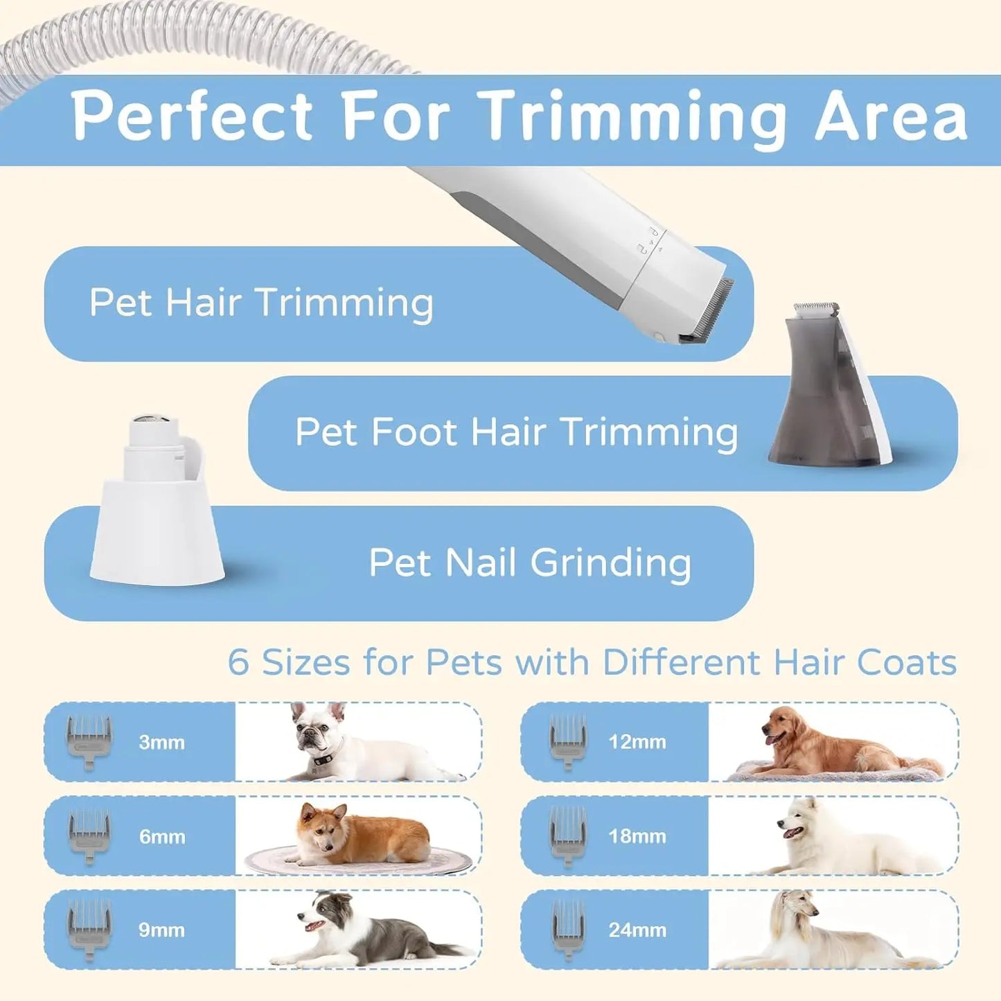 Dog Grooming Kit With Vacuum Clipper Six Tools For Dogs