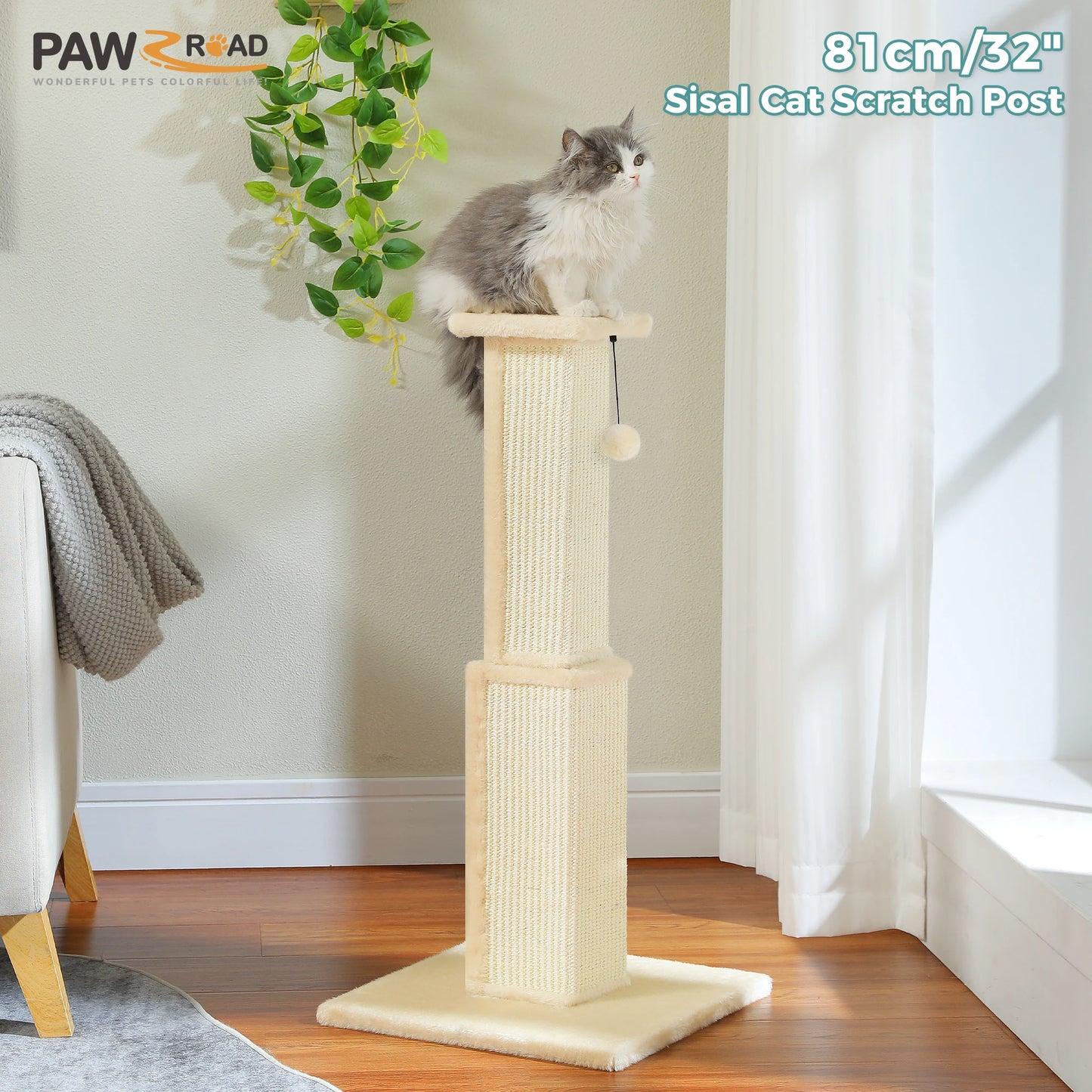 PAWZ Road Cat Scratching Post For Indoor Cats Sisal Ball