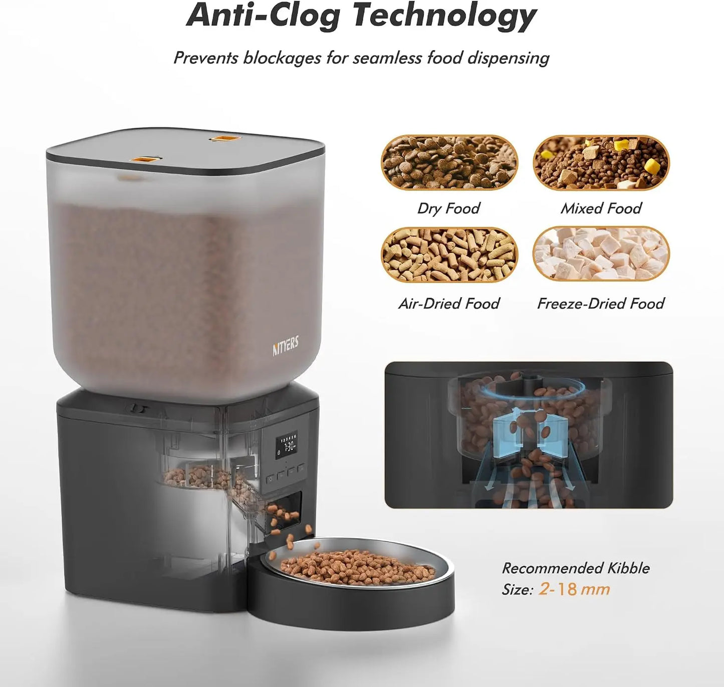 Nityers Automatic Pet Feeder With Voice Recorder Dual Power