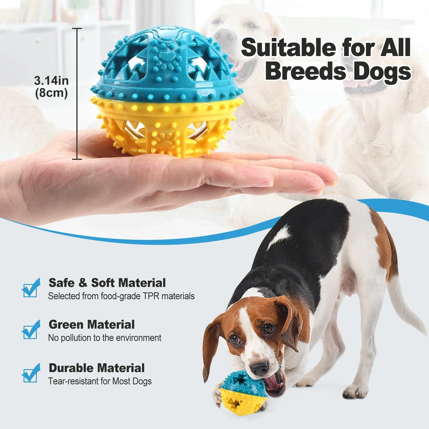 CoolPlay Dog Chew Toys Interactive Ball Treat Toy Cleaning Teeth