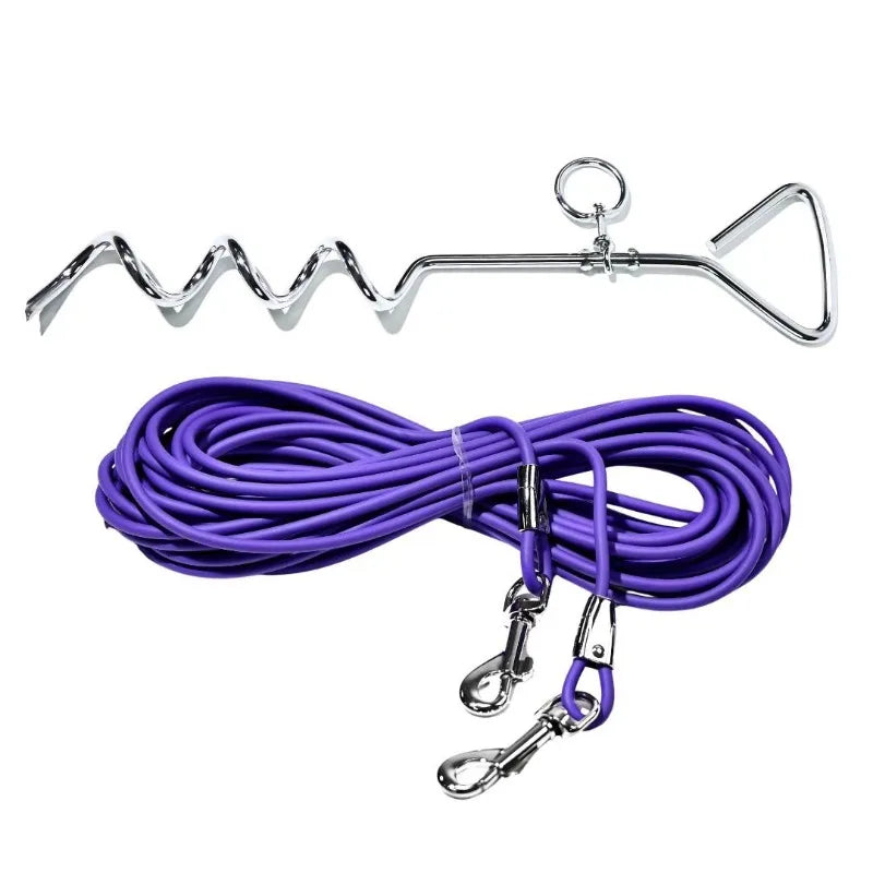 Heavy Duty Dog Tie Out Cable With Ground Stake Outdoor
