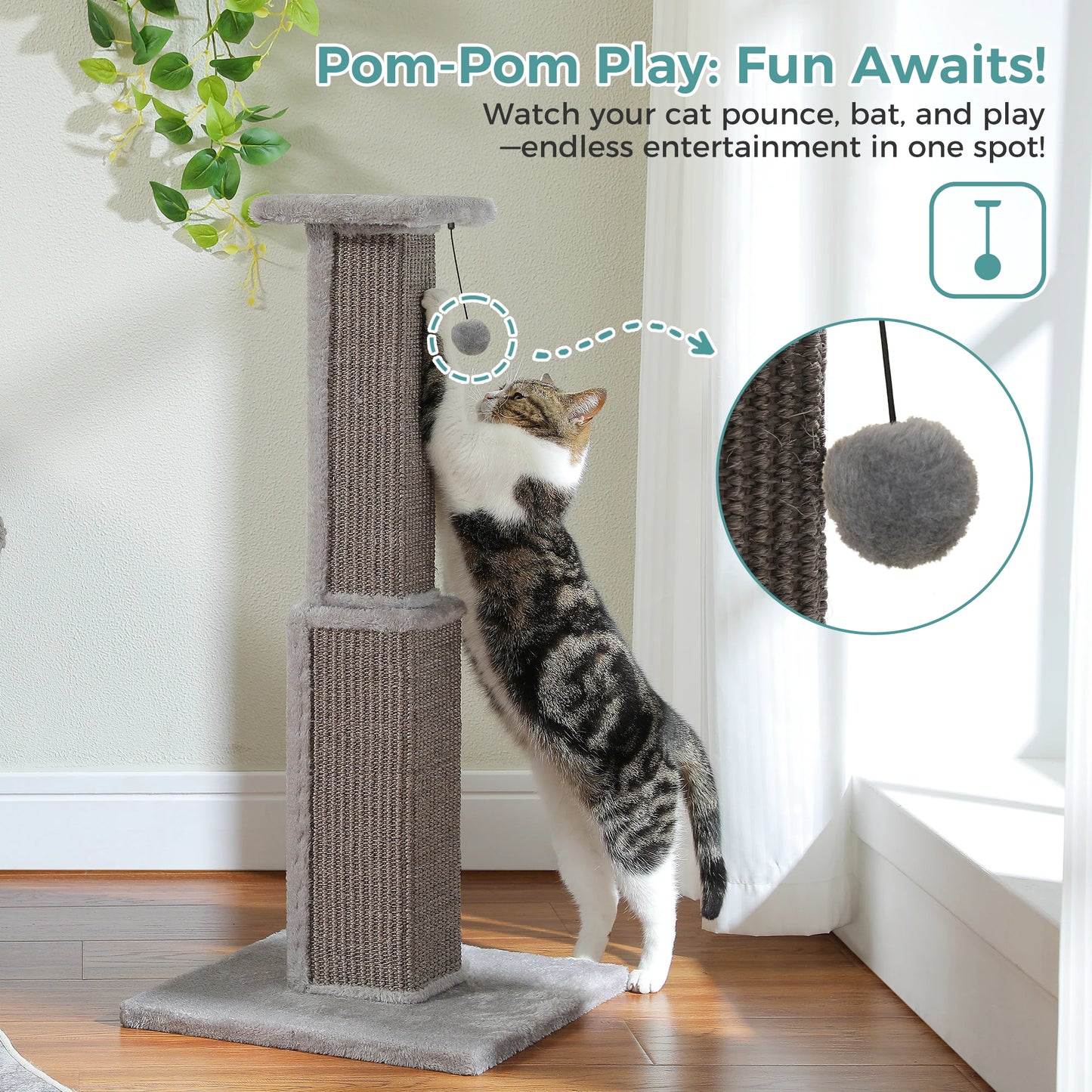 PAWZ Road Cat Scratching Post For Indoor Cats Sisal Ball