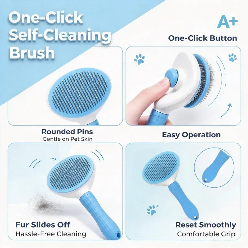 Self Cleaning Pet Grooming Brush for Dogs and Cats