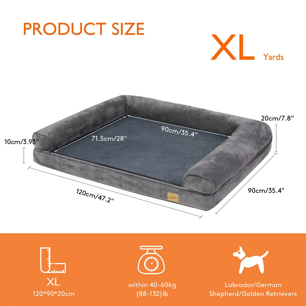 BORWART Calming Orthopedic Memory Foam Dog Bed With Removable Waterproof Cover