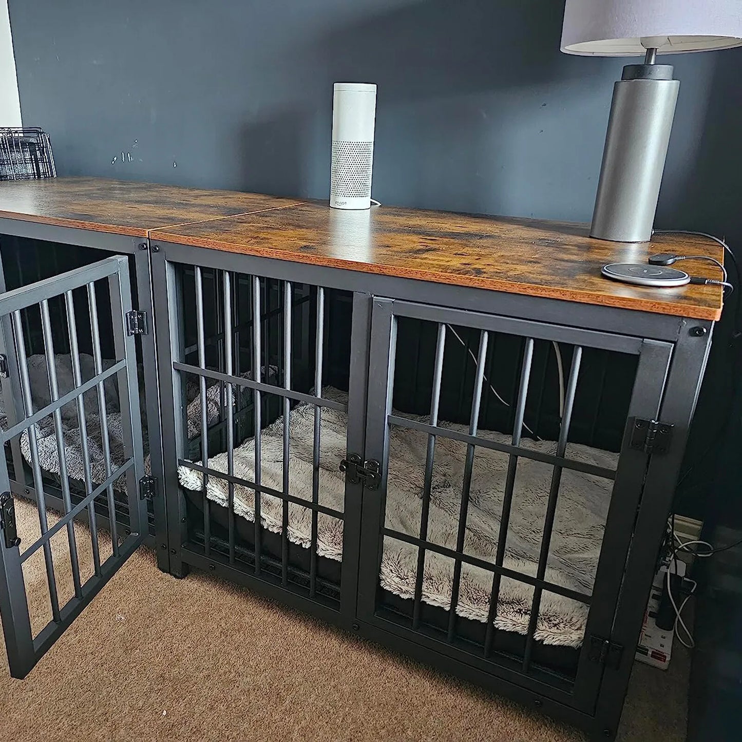 BORWART Wooden Dog Crate End Table with Removable Tray