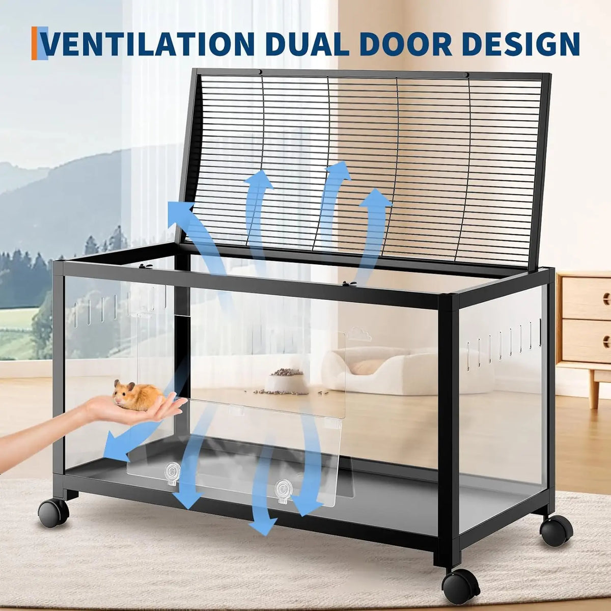 HiMISS 3 Tier Hamster Cage With Running Wheel And Bowl