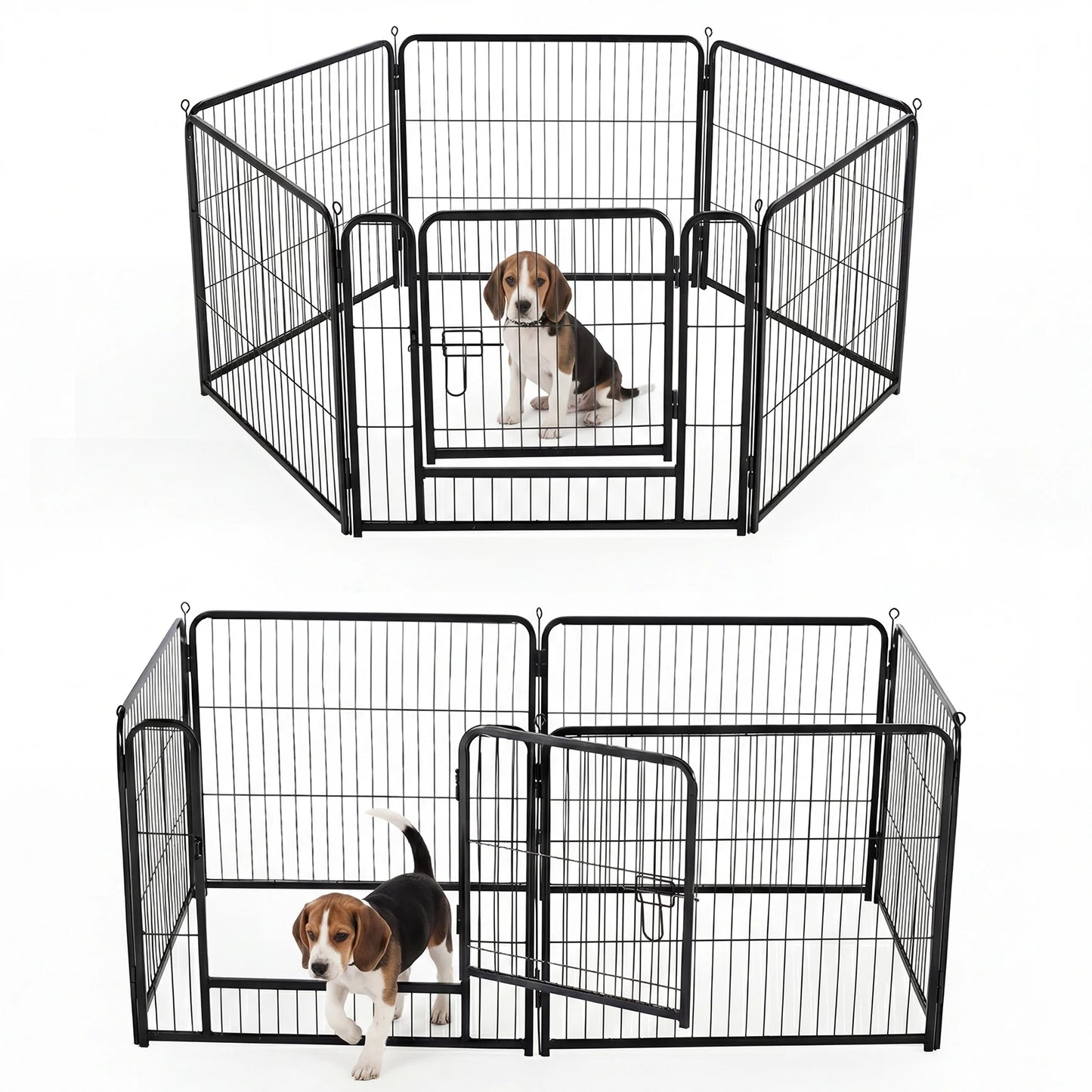 JHK Foldable Metal Dog Playpen 6 Panel Pet Fence Outdoor