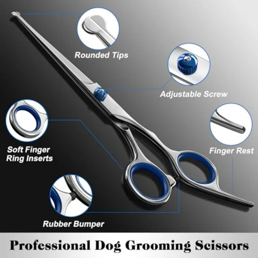 Professional Dog And Cat Grooming Scissors Kit With Safety Tips