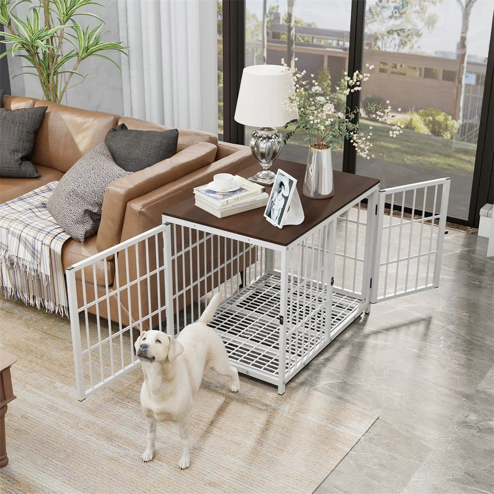 BORWART Wooden Dog Crate End Table with Removable Tray