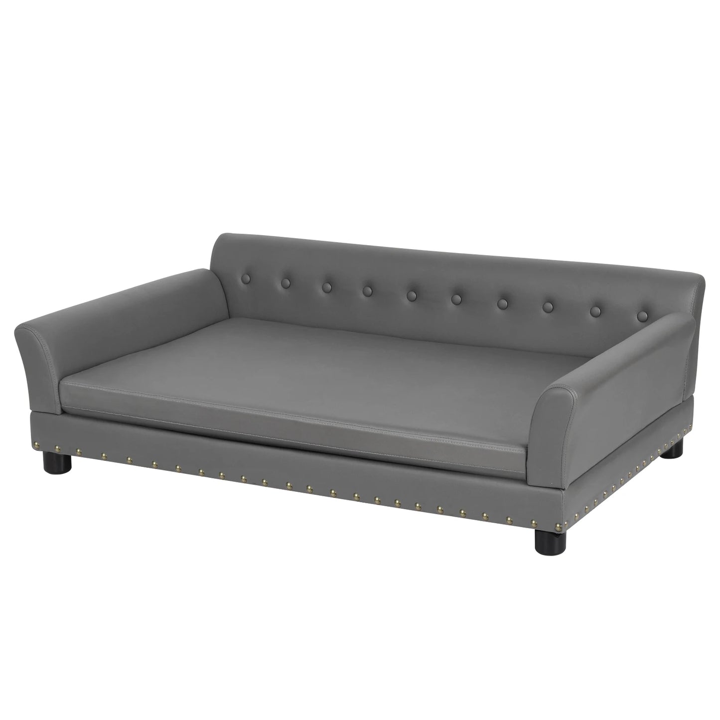 BINGOPAW Leather Elevated Rectangle Dog Bed Durable Sofa Bed