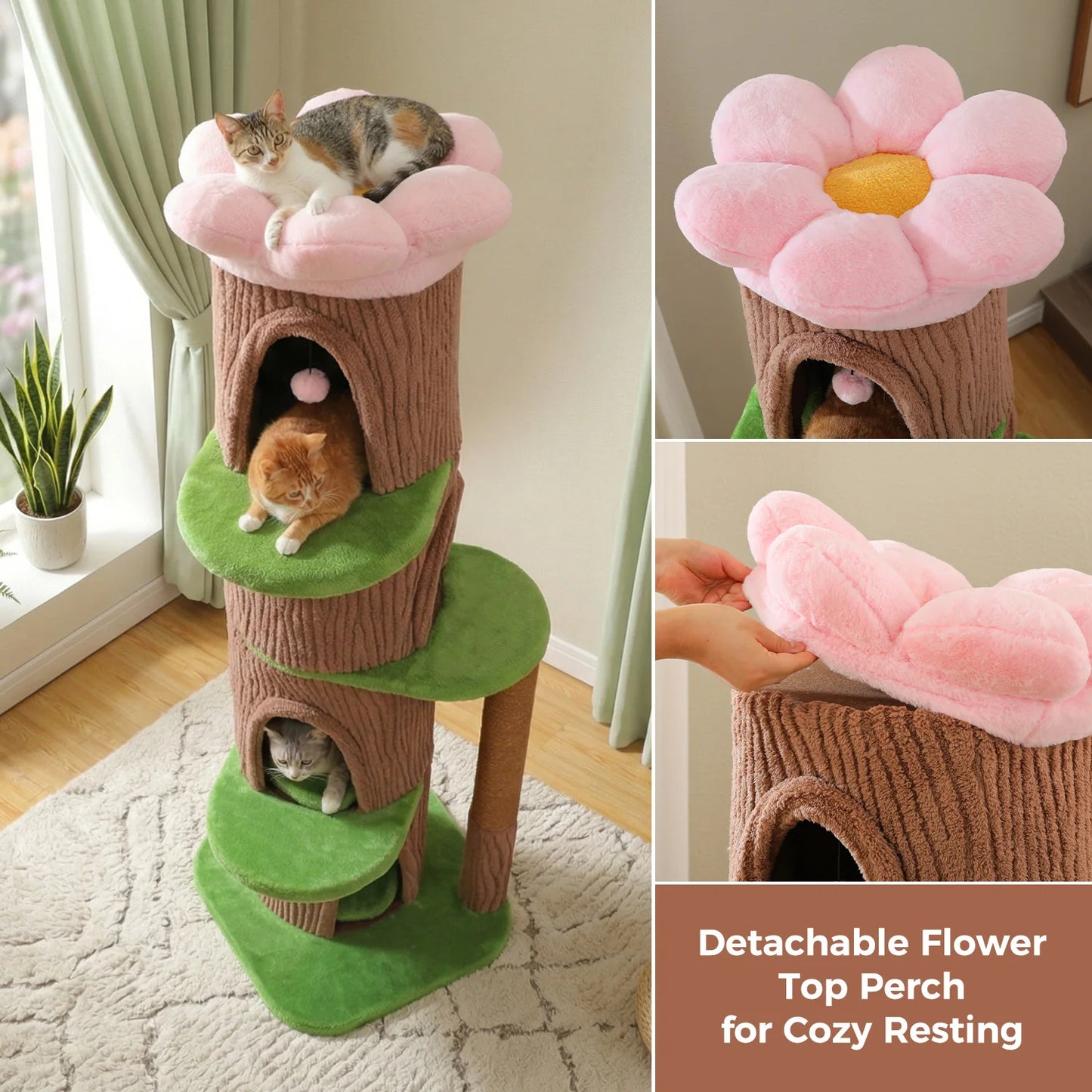 PAWZ Road Large Cat Tree Tower With 4 Condos And Scratching Posts