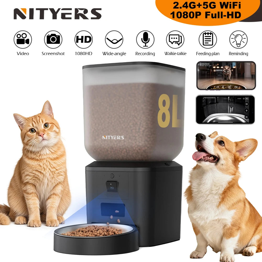 Nityers Automatic Cat Feeder With 1080p Camera And Night Vision