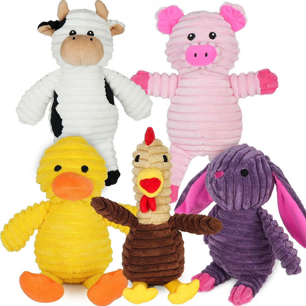 Five Pack Plush Dog Toys Squeaky Set Assorted Value Bundle For Dogs