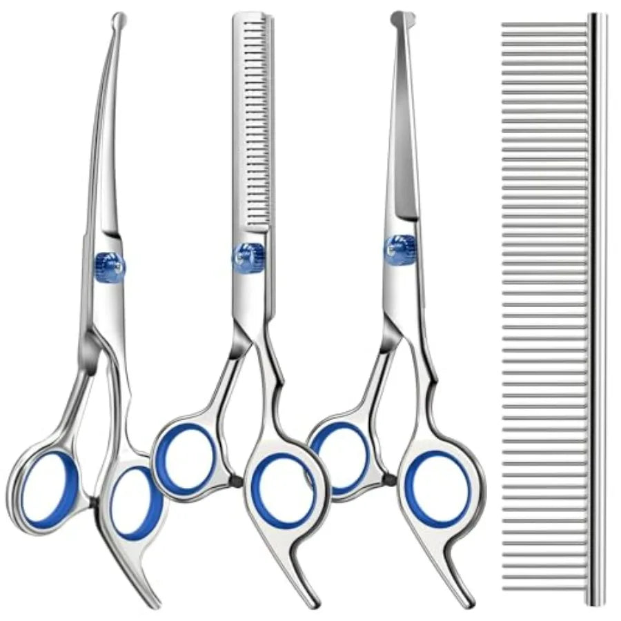 Professional Dog And Cat Grooming Scissors Kit With Safety Tips