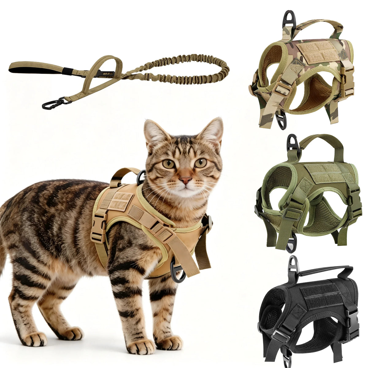 Petavel Adjustable Tactical Cat Harness With Leash And Handle